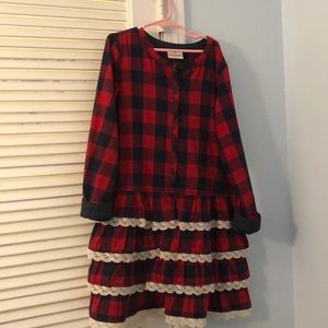 Kids Red and Black Plaid Dress